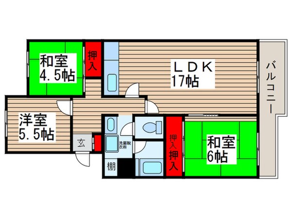 サングリ－ン松戸Ｂ棟（413）の物件間取画像